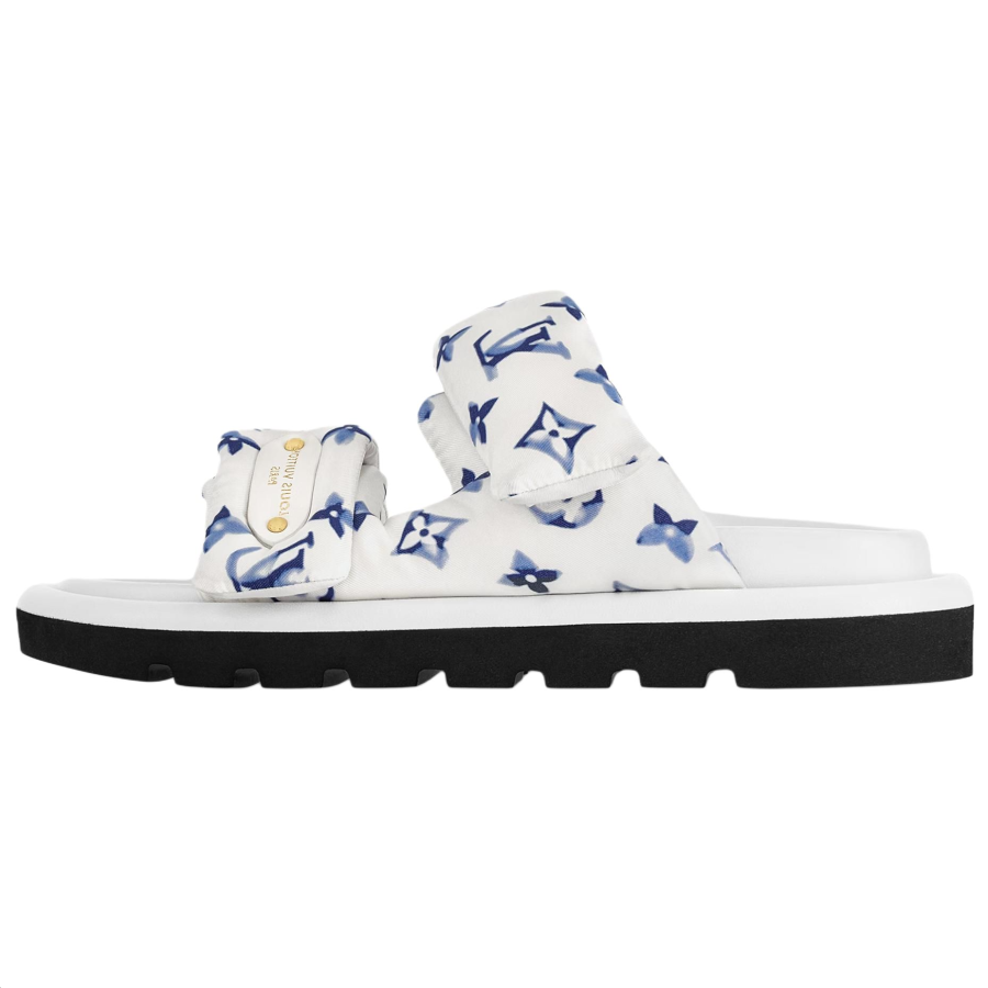LOUIS VUITTON Pool Pillow Comfort Slide Slippers Women's Blue White