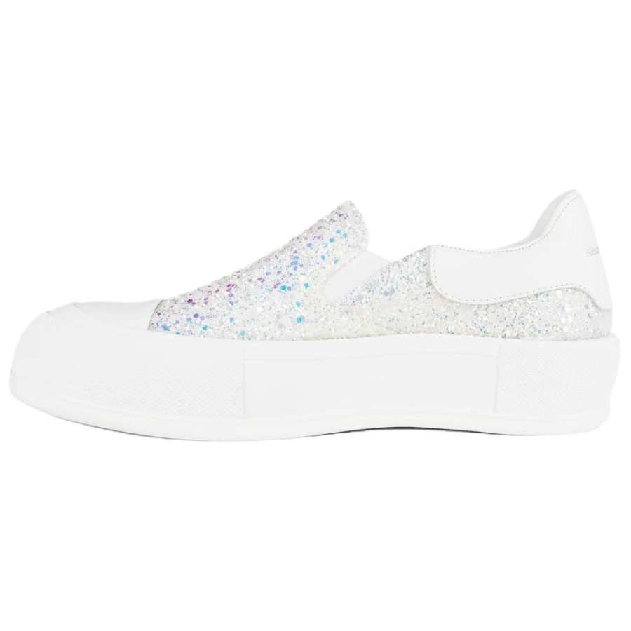 Alexander McQueen Deck Leather Comfortable Low top Skateboard Shoes Women's White