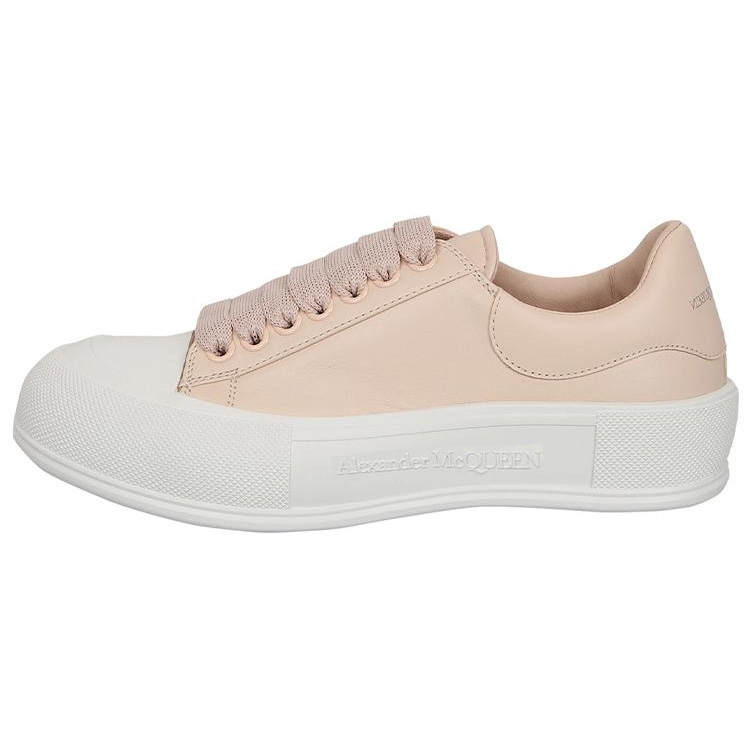Alexander McQueen Deck Plimsoll Lace Up Sneakers 'Peach White' Women's