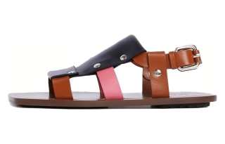 Plan C One Strap Sandals Women's Black Orange Pink