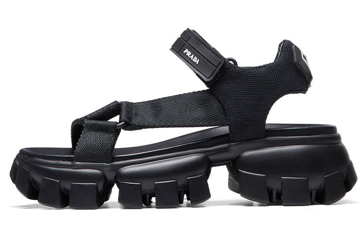 PRADA Sporty Woven Nylon Tape Sandals 'Black' Women's