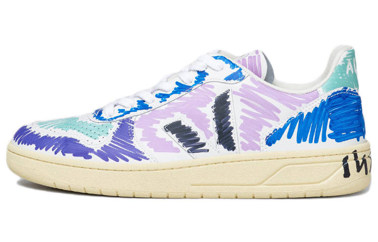 MARNI VEJA x MARNI V 10 Leather Stylish Skateboarding Shoes Men's White Purple
