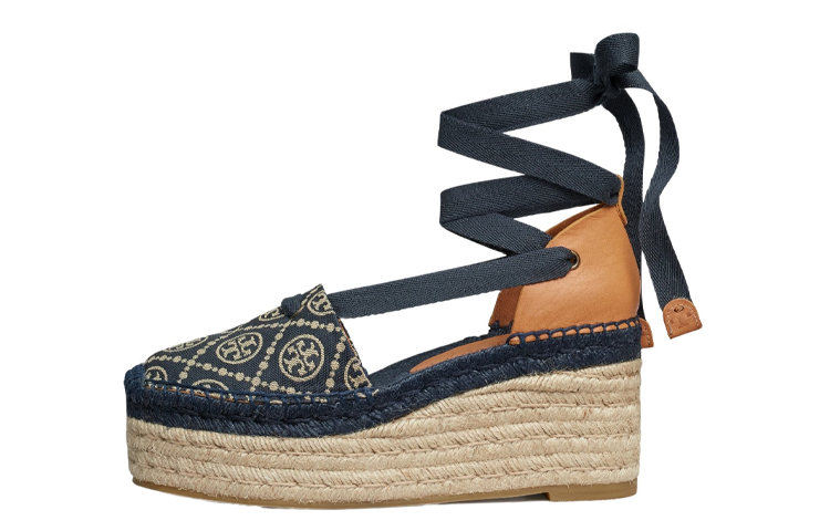 TORY BURCH TORY BURCH Monogram-print Wedge Espadrilles