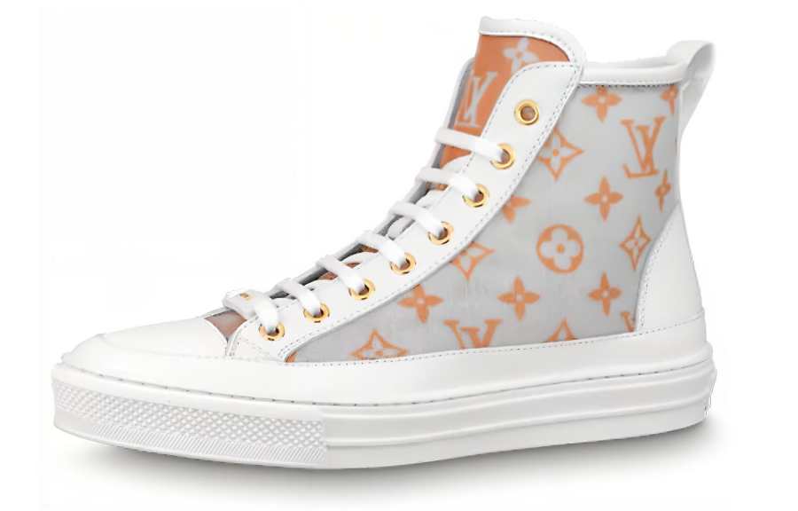 LOUIS VUITTON Stellar Ankle Sneakers 'White Grey Orange' Women's