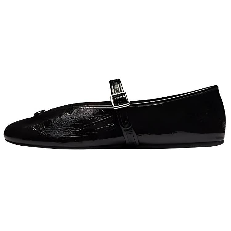 COACH Patent Leather Flat Mary Jane Shoes Women's Black