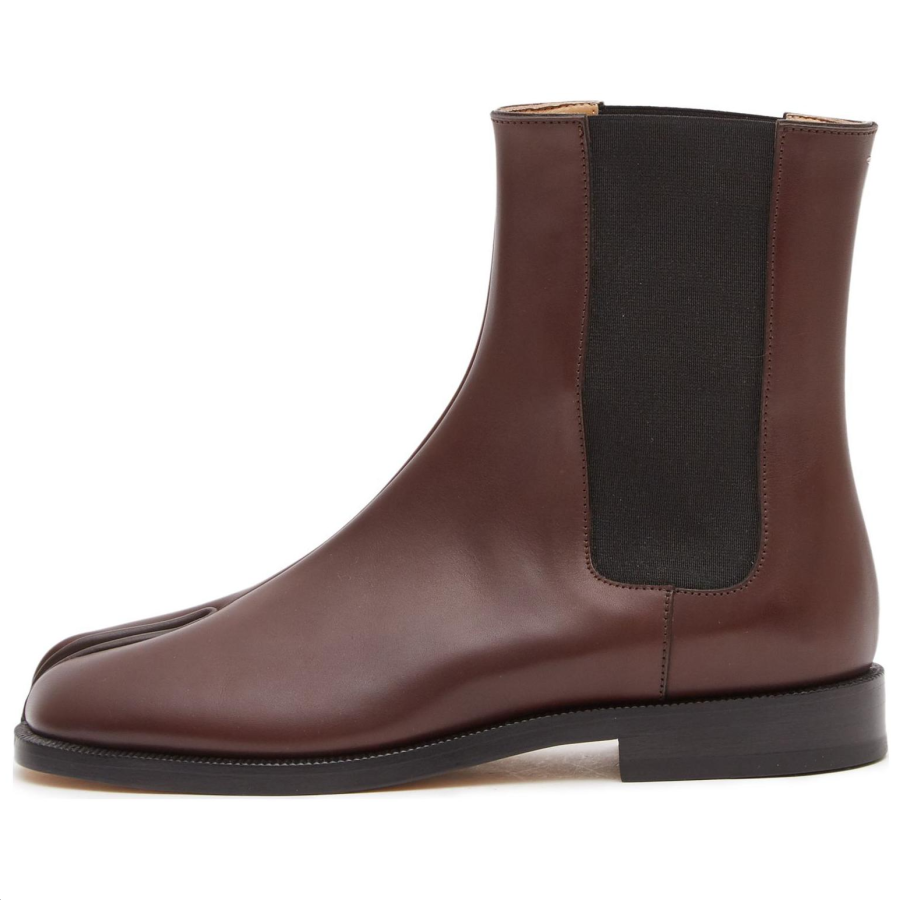Maison Margiela Tabi Cow Leather Short Chelsea Boots Women's Brown