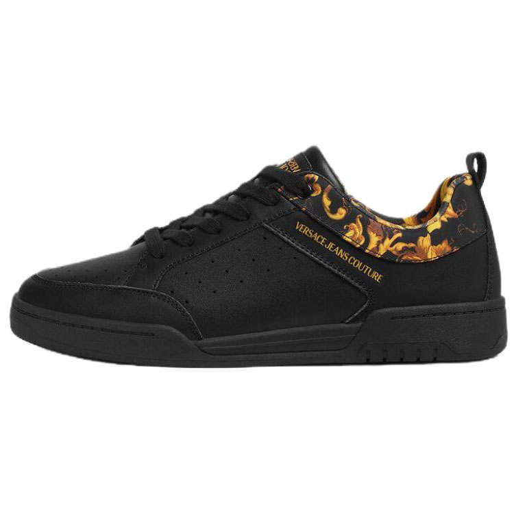 VERSACE JEANS COUTURE Brooklyn Cow Leather Low top Skateboard Shoes Men's Black