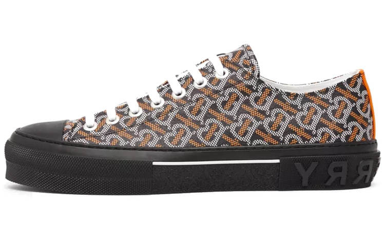 Burberry Burberry Monogram Pattern Low Top Black Orange Canvas
