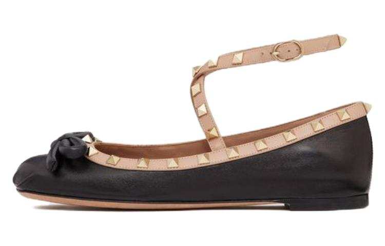 Valentino Garavani Rockstud Leather Ballerina Shoes