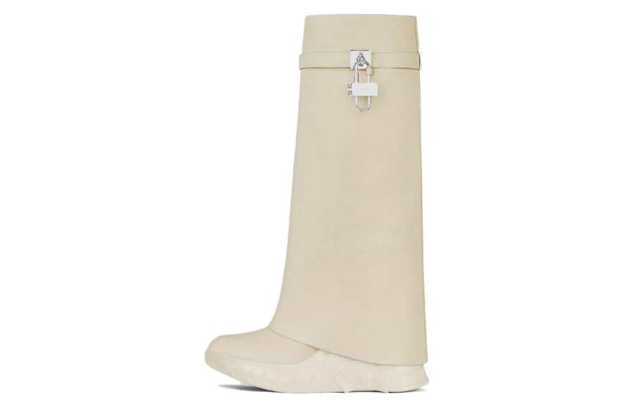 Givenchy Givenchy Shark Lock Leather Knee high Boots 8.5cm Women's Umber