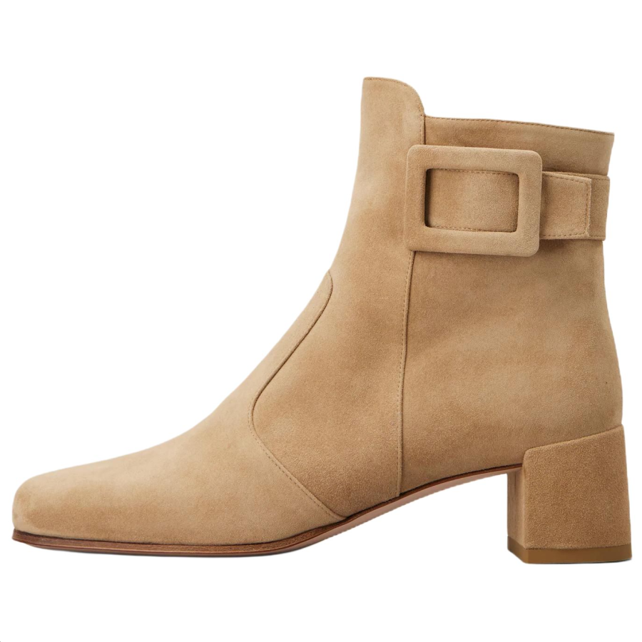 Roger Vivier Très Vivie Suede Ankle Boots 4.5cm Women's Light Brown