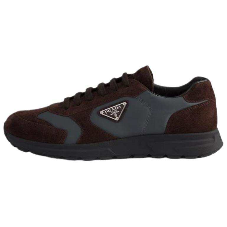 PRADA Re Nylon Prax Low top Casual Shoes 2.5cm Men's Dark Brown & Cast Iron Gray