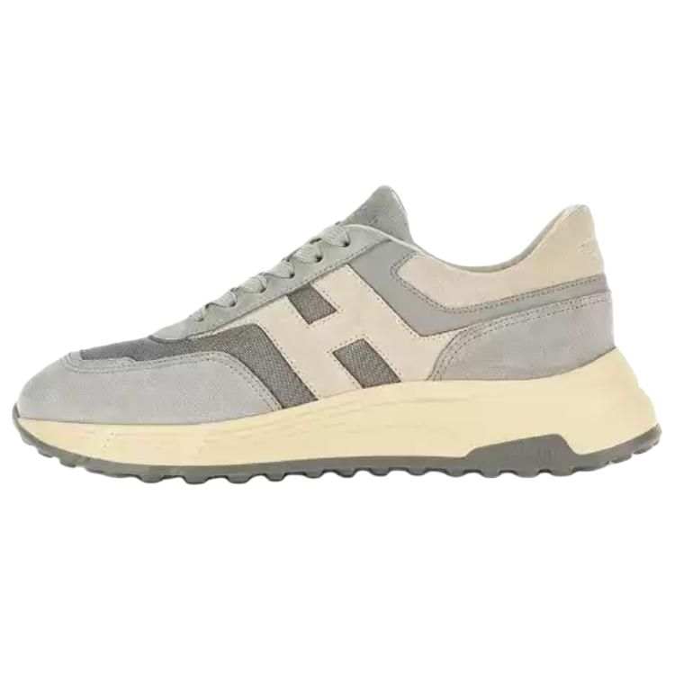 HOGAN H Patch Cow Split Leather Low top Casual Shoes Men's Yellow Gray