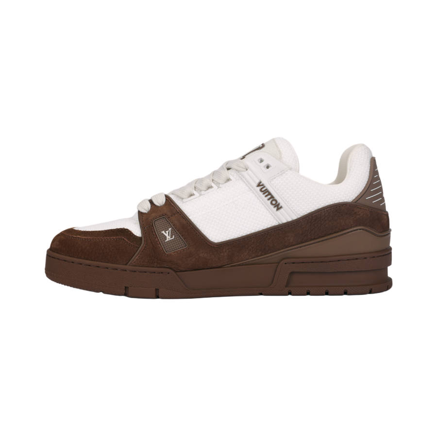 LOUIS VUITTON Trainer Cow Leather Low top Skateboard Shoes Men's White Brown