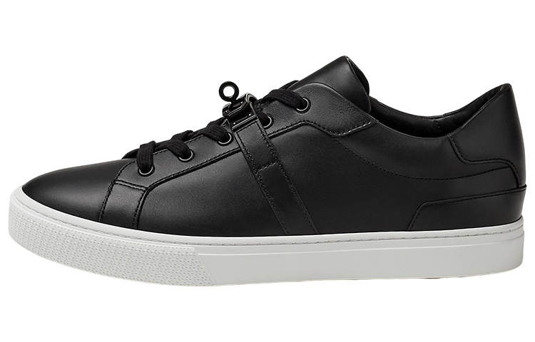 HERMES Day Leather Low top Stylish Skateboarding Shoes Men's Black