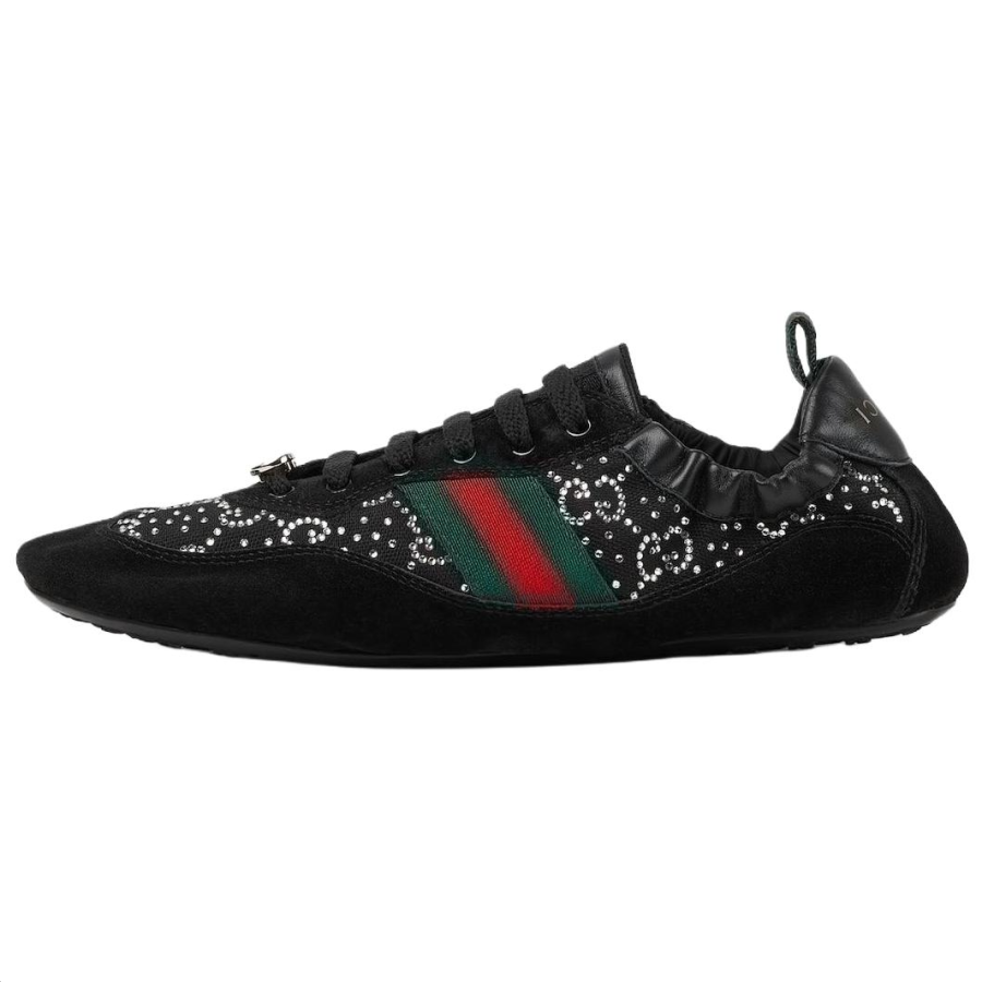 GUCCI Shift Mesh, Suede Low top Casual Shoes Women's Black