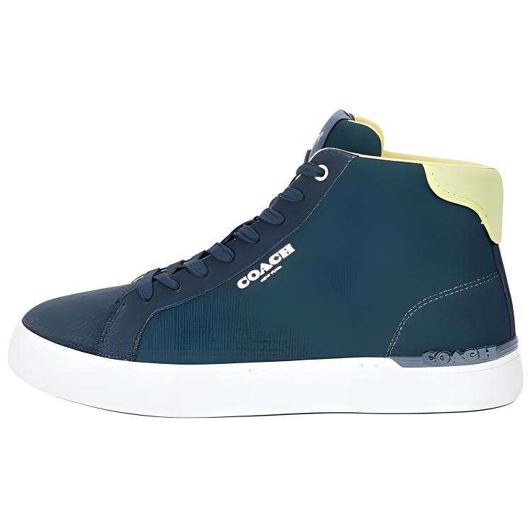 COACH Clip Textile, Leather High top Skateboard Shoes Men's Blue Green