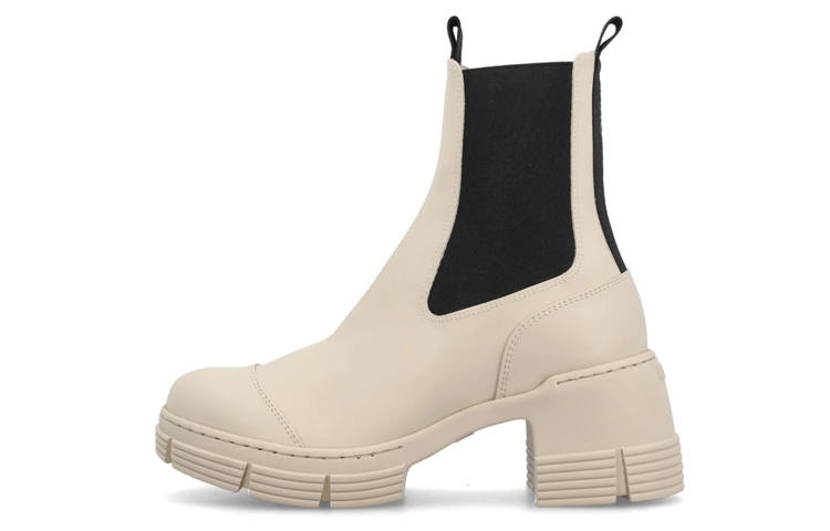 GANNI Rubber Short Chelsea Boots Women's Beige Black