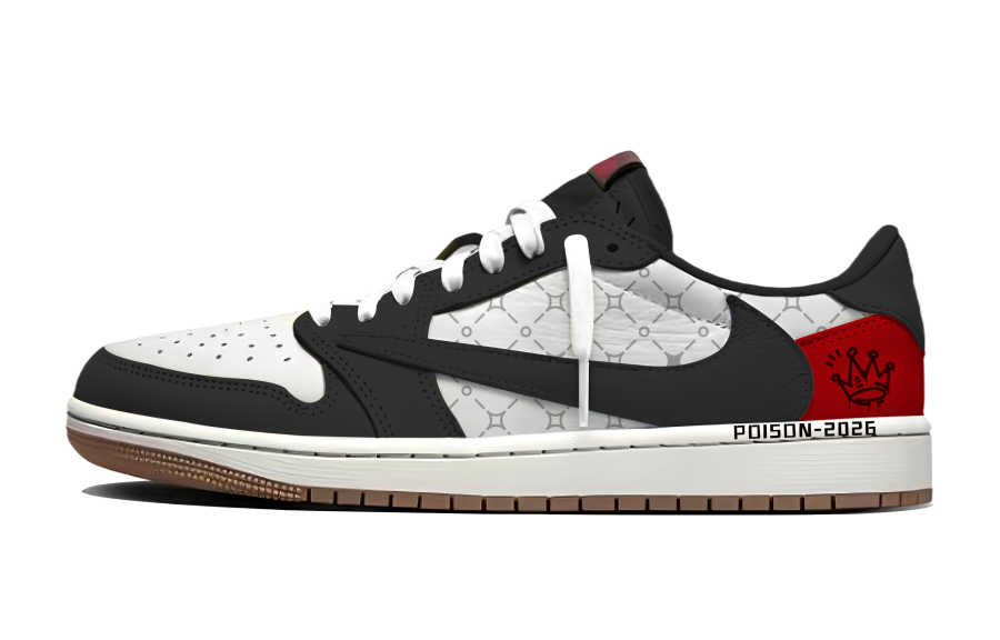 Jordan Travis Scott x Jordan Air Jordan 1 Poison Crown Fashion Trend Abrasion Resistant Abrasion Resistant Low top