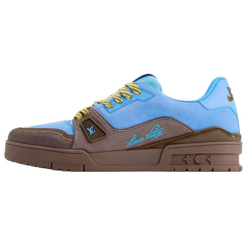 LOUIS VUITTON Trainer Cow Leather Low top Skateboard Shoes Men's Blue