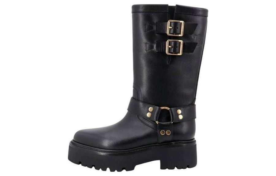 CELINE CELINE Engraved Logo Buckled Boots Women's