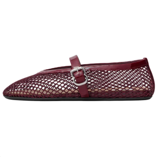 Alaia Flat Mary Jane Shoes Women's Burgundy