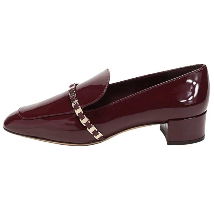 FERRAGAMO Vara Cow Leather Casual Shoes Women's Burgundy