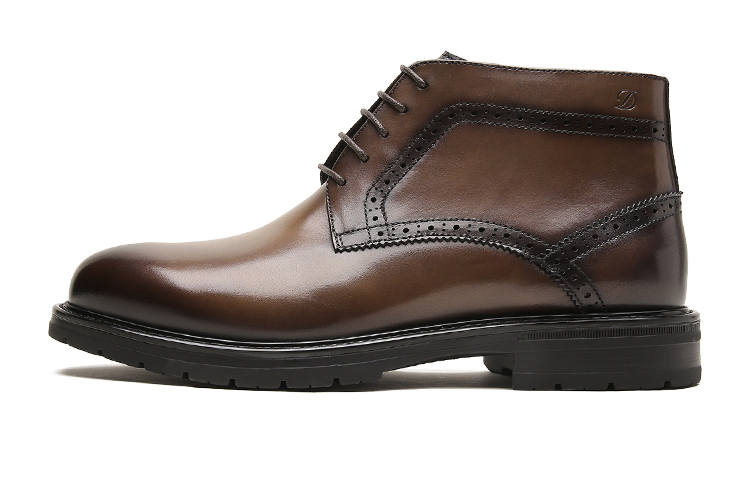 S.T.Dupont S. T.DUPONT Cow Leather Ankle Boots Men's Coffee