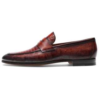 Magnanni Exotic Loafers Men's Brown Red