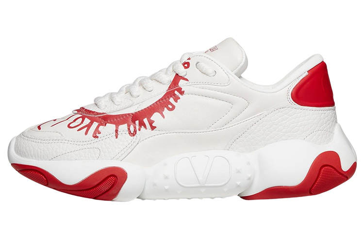 Valentino Bubbleback GARAVANI Leather Low top Casual Shoes White Red