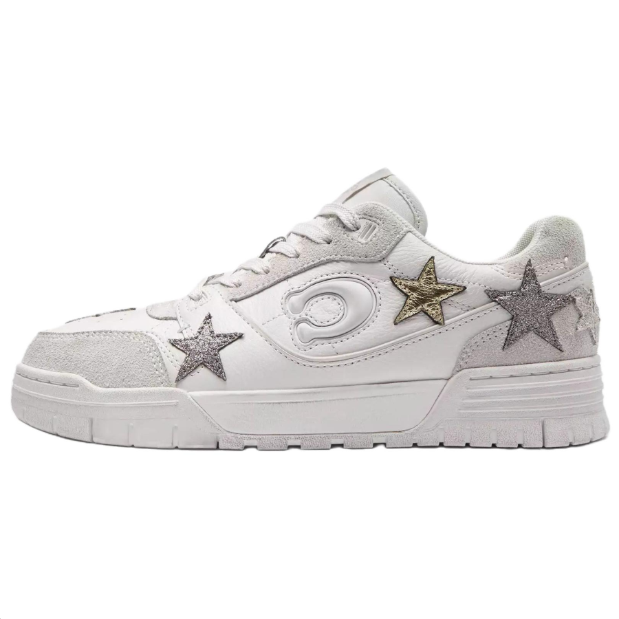 COACH Soho Leather, Suede Low top Skateboard Shoes Women's White