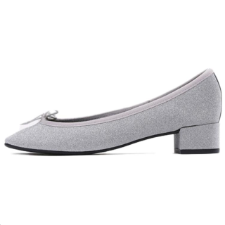 Repetto Leather Chunky Heel High Heels 3cm Women's Silver