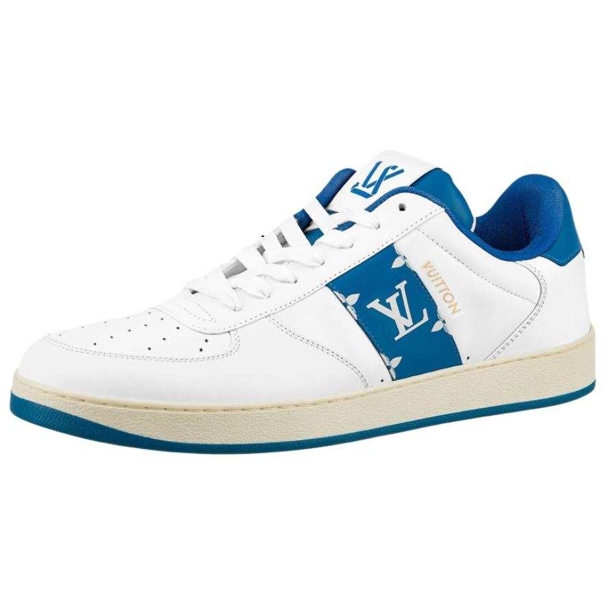 LOUIS VUITTON LOUIS VUITTON Rivoli Sneakers 'White With Blue Side Monogram Band'