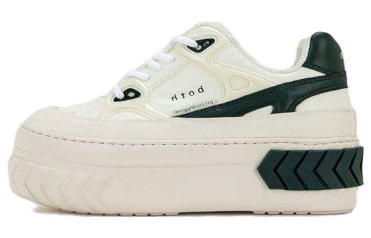 Both Both Tyres Platform Leather Low top Skateboard Shoes Women's White Green