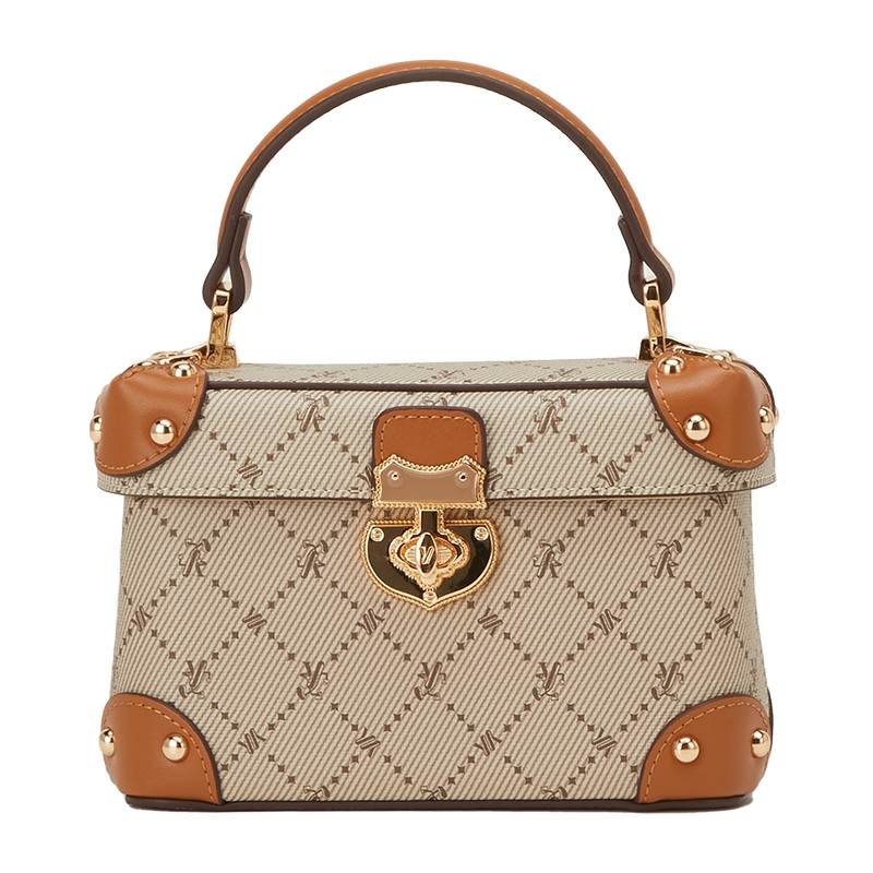 YEARCON PVC Box Bag Handbag Women's Apricot