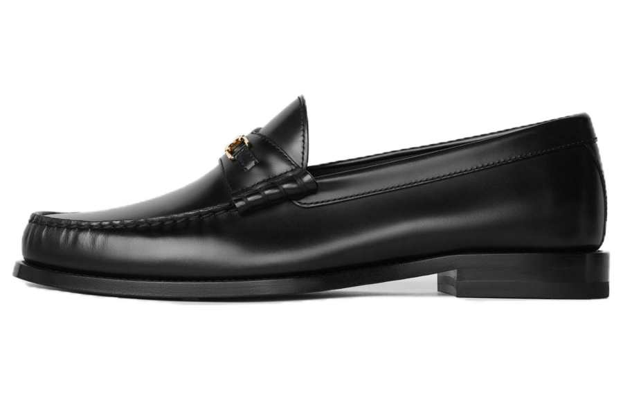 CELINE CELINE Triomphe Cow Leather Loafers Men's Black