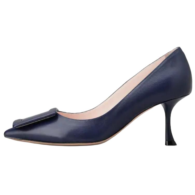 Roger Vivier Leather Slim Heel High Heels 6.3CM Women's Blue