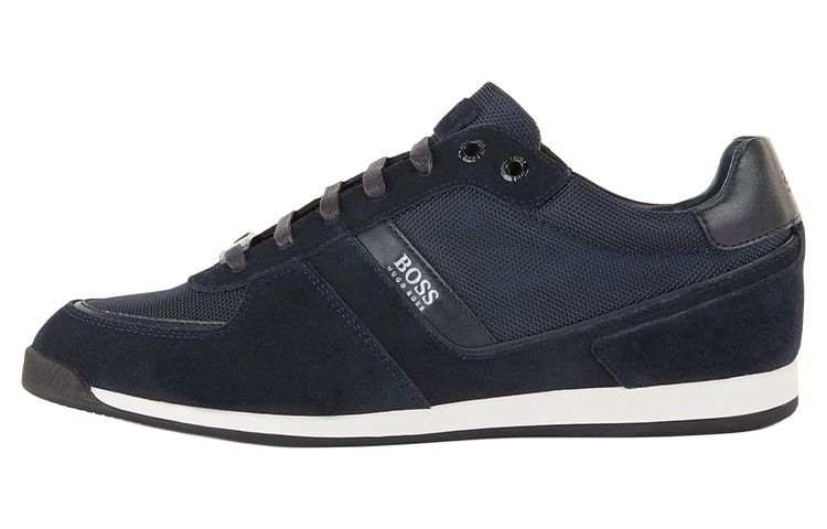 HUGO BOSS Leather Low top Casual Shoes Men's Dark Blue