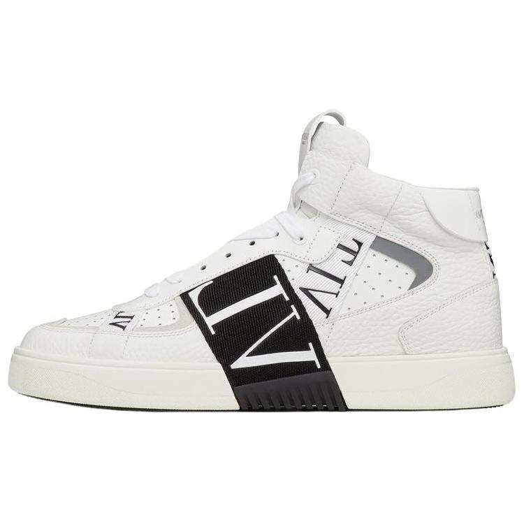 Valentino VL7N Leather Mid top Stylish Skateboarding Shoes Men's White Black