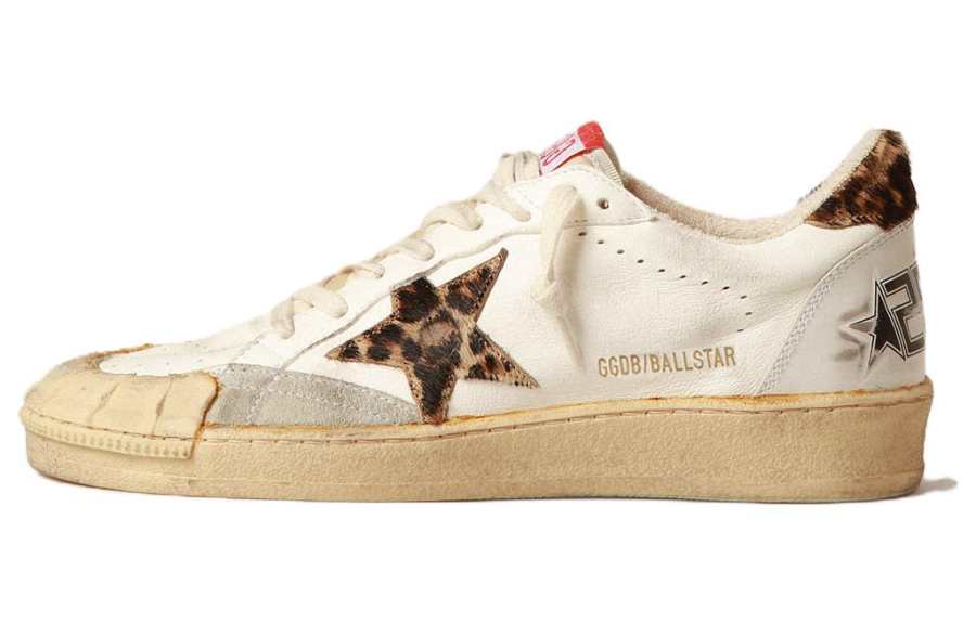 Golden Goose Ball Star Low top Skateboard Shoes Women's White Brown Distressed