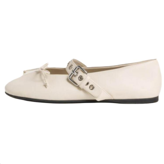 MIU MIU Leather Mary Jane Shoes Women's Ecru