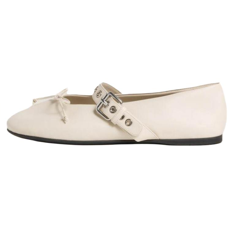 MIU MIU Leather Mary Jane Shoes Women's Ecru
