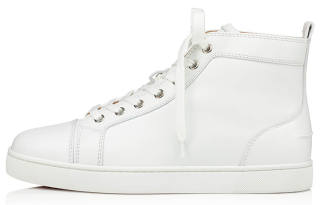 Christian Louboutin CL Louis Calfskin High top Stylish Skateboarding Shoes Men's Ivory