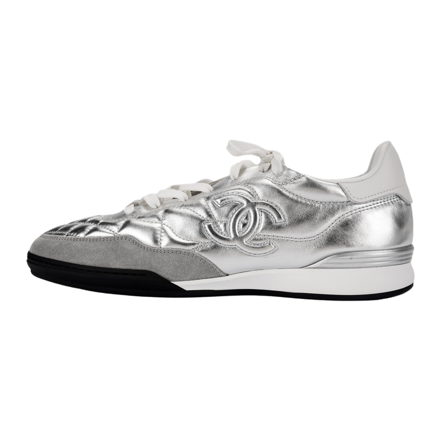 CHANEL 24a German Army Trainers Casual Shoes Women's Silver