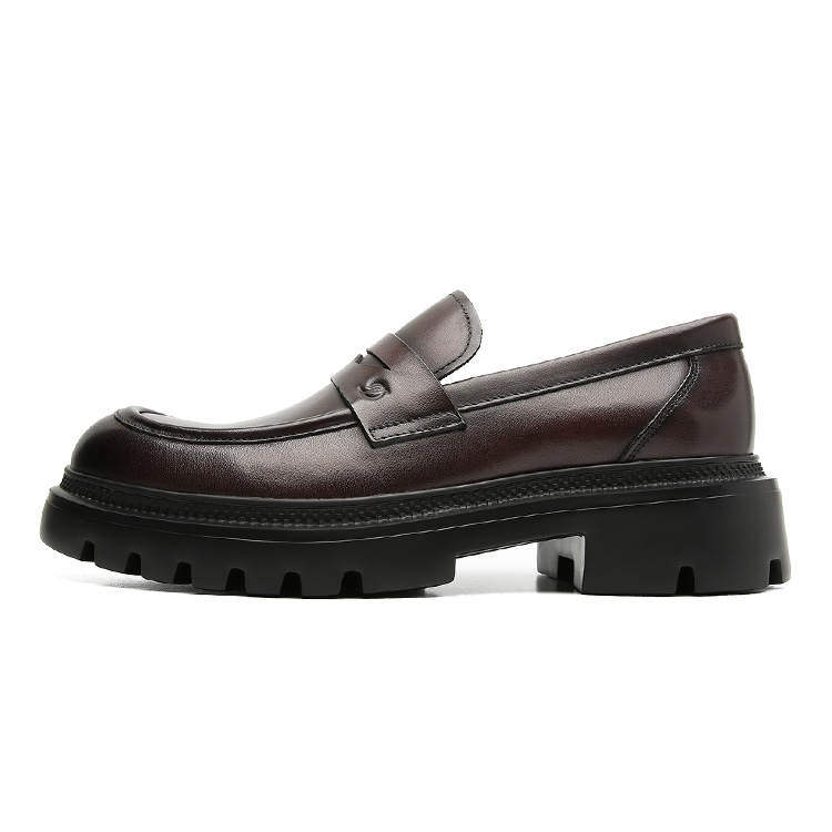 S.T.Dupont S. T.DUPONT Top Grain Cow Leather Loafers 4cm Men's Coffee