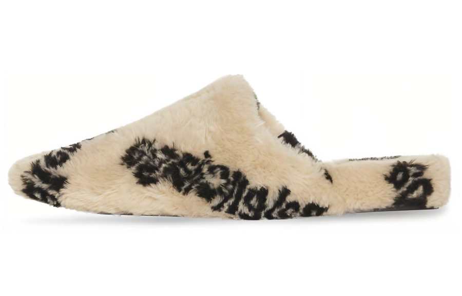 Balenciaga All Over Logo Mule Biege Teddy