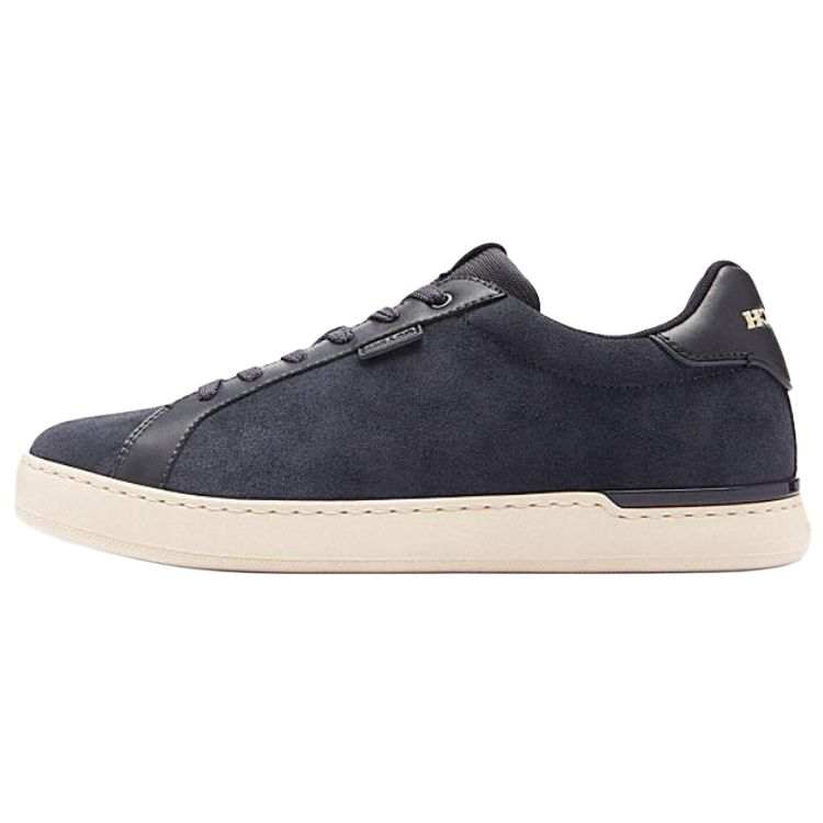 COACH Lowline Cow Split Leather Low top Skateboard Shoes Men's Navy Blue