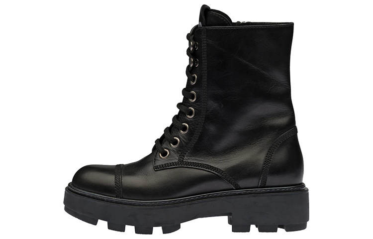 MIU MIU Leather Combat Boots Ankle Boots Women's Black