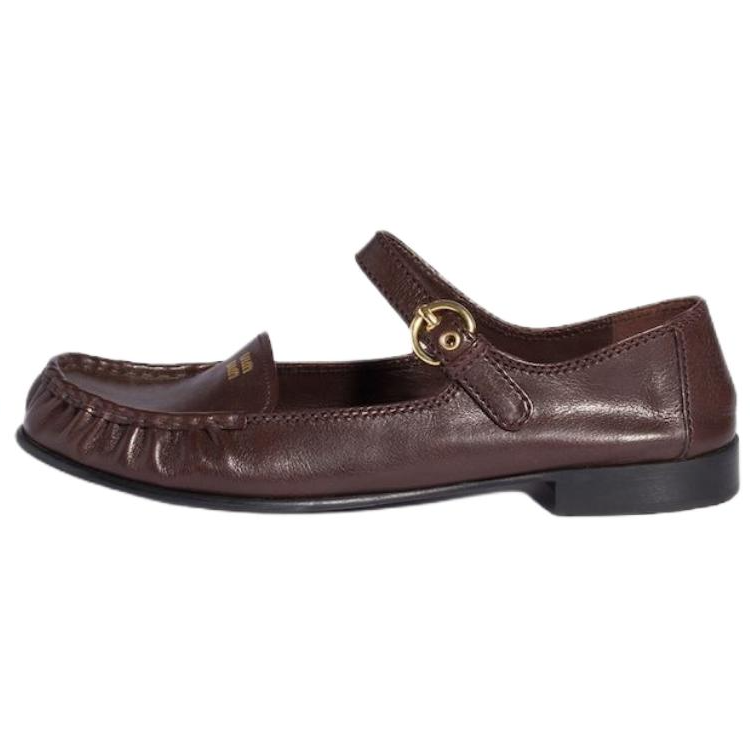 MIU MIU Flat Mary Jane Shoes 1.5cm Women's Brown