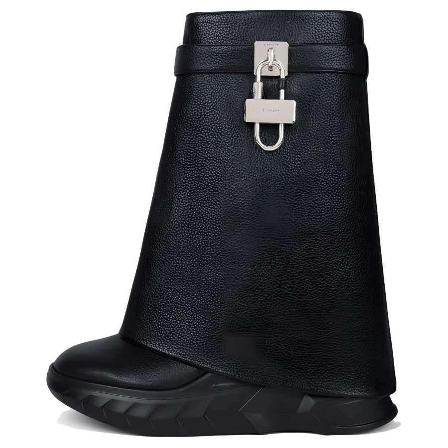 Givenchy Shark Lock Cow Leather Ankle Boots 8cm Women's Black